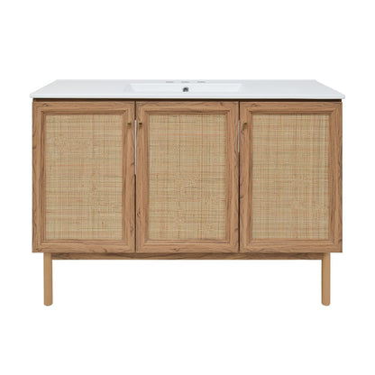 Classe 48" Freestanding Bathroom Vanity in Golden Oak with 3-Hole Widespread Sink Top