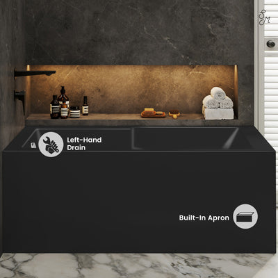 Voltaire 60 x 32 Left Drain Soaking Alcove Corner Apron Bathtub in Matte Black