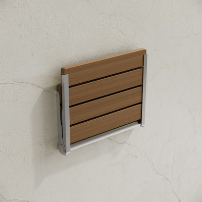 Alliance 16" x 13" Folding Wall-Mounted Shower Seat in Natural Teak