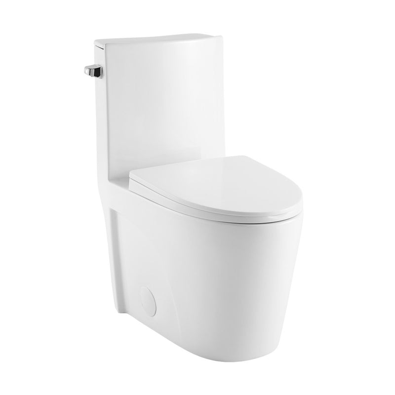 St. Tropez One-Piece 14" Rough-in 1.28 GPF Left Flush Elongated Toilet in Glossy White