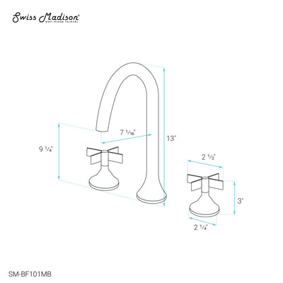 Daxton 8 in. Widespread, Cross Handle, Bathroom Faucet in Matte Black