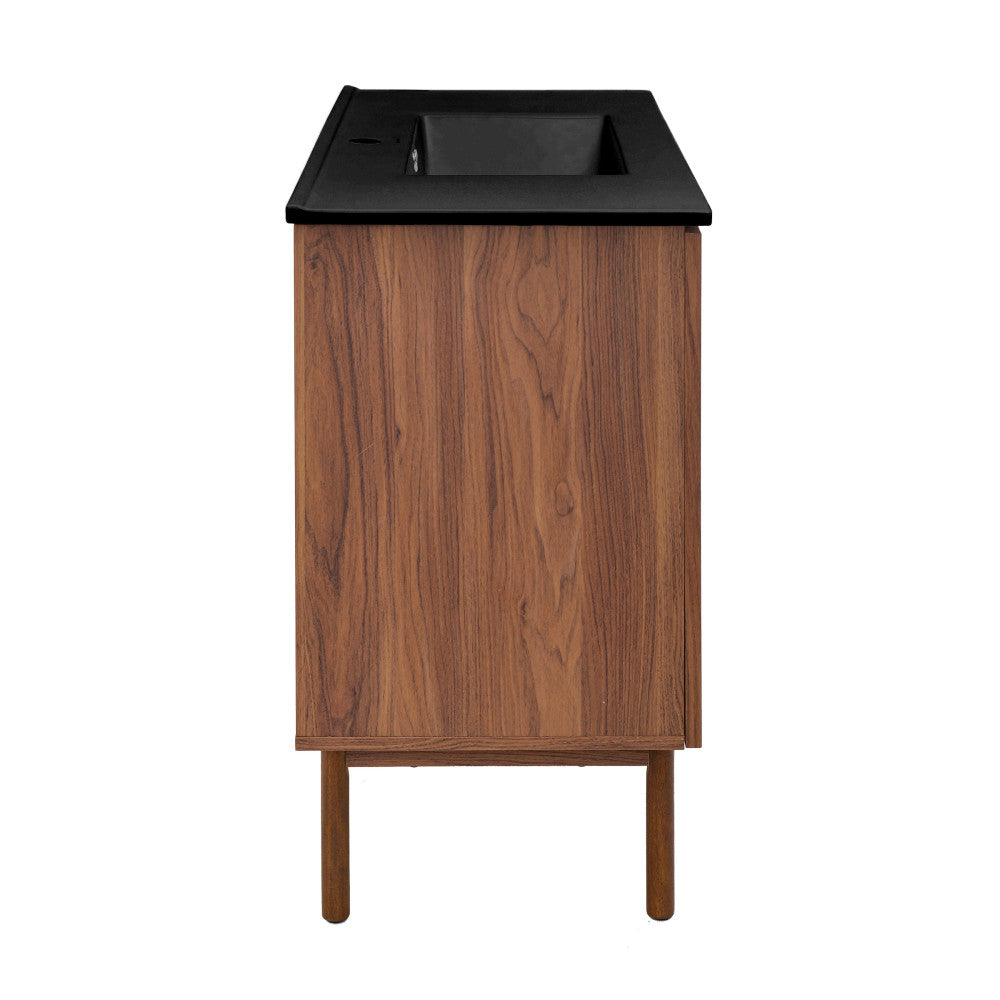 Classe 36" Freestanding Bathroom Vanity in Brown Oak with Black Sink Top
