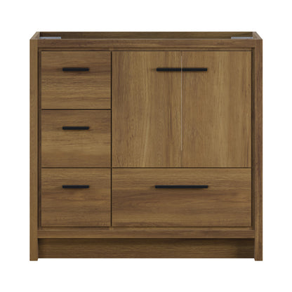 Virage 36" Freestanding Bathroom Vanity in Brown Oak without Sink Top