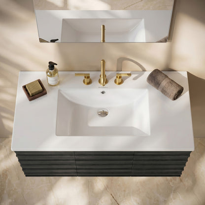 36" Ceramic Vanity Top with Three Faucet Holes