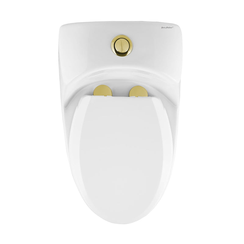 Chateau One Piece Elongated Toilet Dual Flush, Brushed Gold Hardware 1.1/1.6 gpf