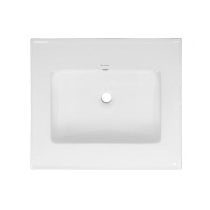 18" Zero Hole Vanity Sink Top in Glossy White