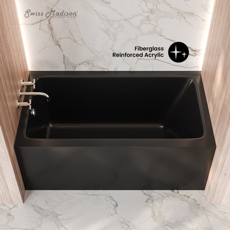 Voltaire 54 x 30 Skirted Left Drain Soaking Apron Bathtub in Glossy Black