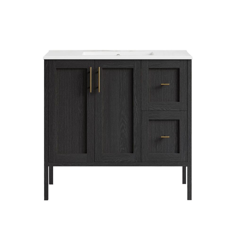 Forme 36" Modular Freestanding Bathroom Vanity with 3-Hole Widespread Top in Black Oak