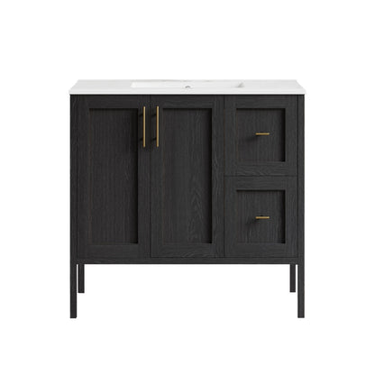Forme 36" Modular Freestanding Bathroom Vanity with 3-Hole Widespread Top in Black Oak