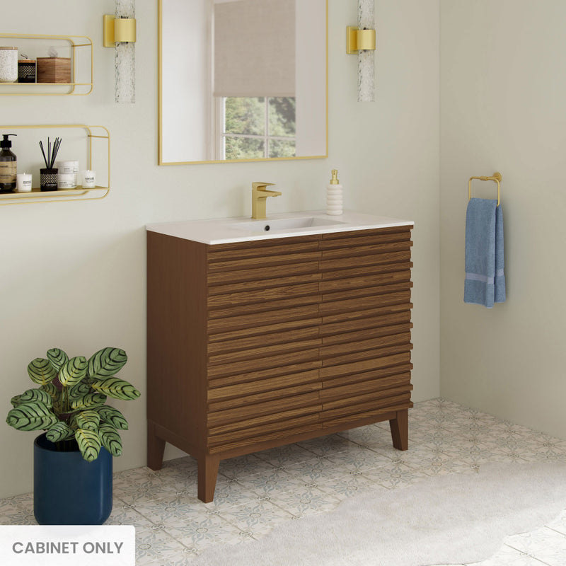 Cascade 30" Freestanding Bathroom Vanity Cabinet without Top in Brown Oak