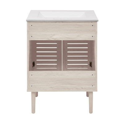 Bron 24" Freestanding Bathroom Vanity in White Oak with 3-Hole Centerset Sink Top