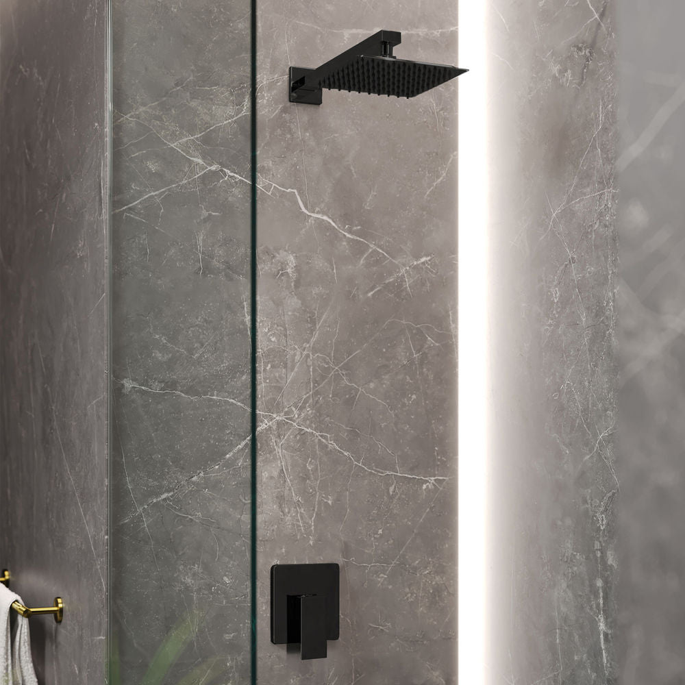 Concorde Single-Handle 1 Spray 8" Wall Mounted Fixed Shower Head in Matte Black (Valve Included)