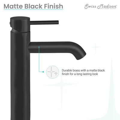 Ivy Single Hole, Single-Handle, High Arc Bathroom Faucet in Matte Black