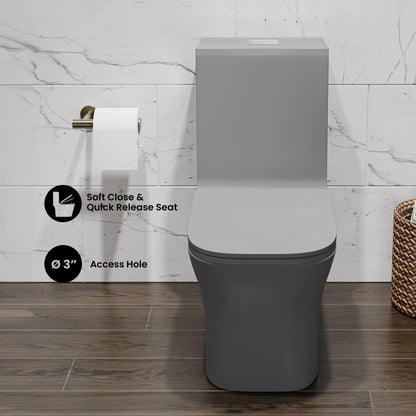 Concorde One Piece Square Toilet Dual Flush in Matte Gray 1.1/1.6 gpf