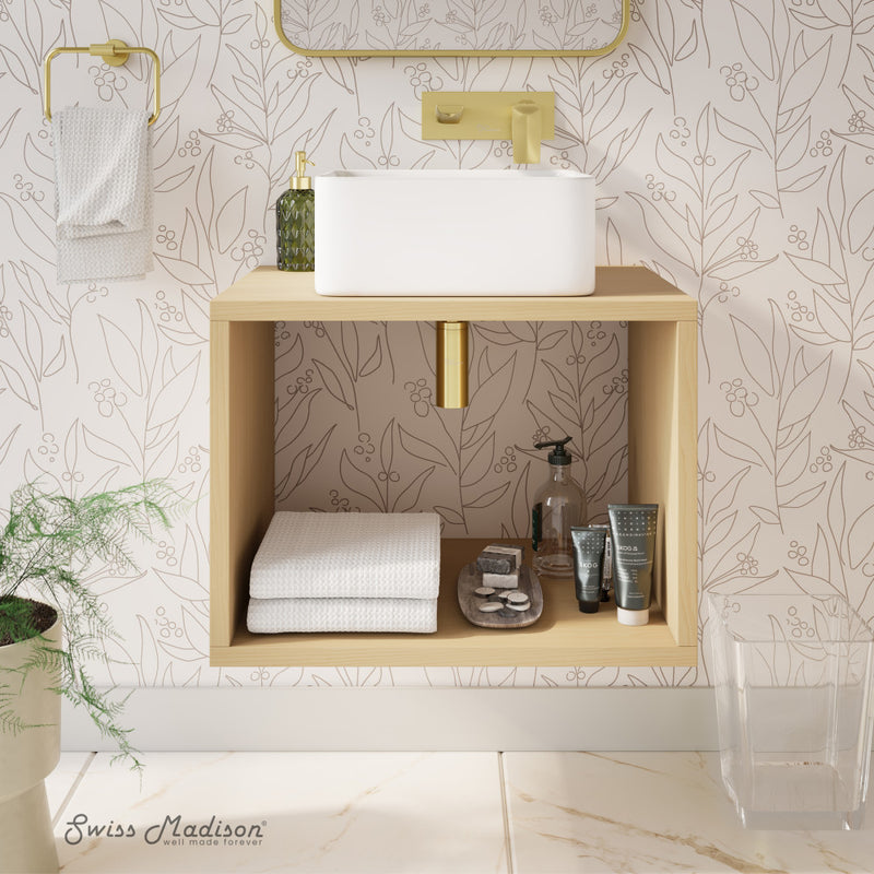 Concorde 24" Wall-Mounted Bathroom Vanity in Natural Oak with Sink Top