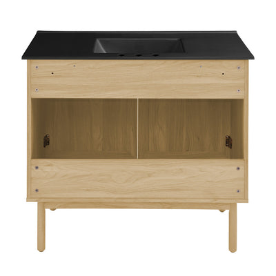 Classe 36" Freestanding Bathroom Vanity in Natural Oak with Black 3-Hole Widespread Sink Top