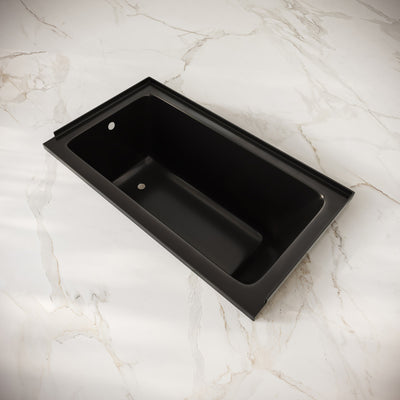 Voltaire 54 x 30 Left Drain Soaking Alcove Bathtub in Glossy Black