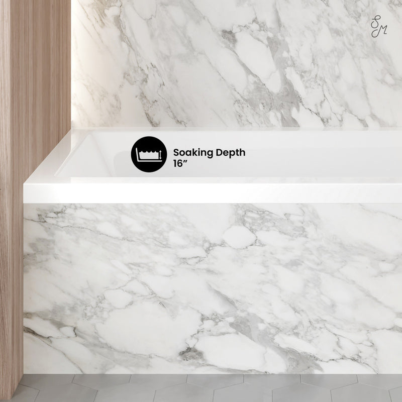 Voltaire 54 x 30 Right Drain Soaking Alcove Bathtub in Glossy White