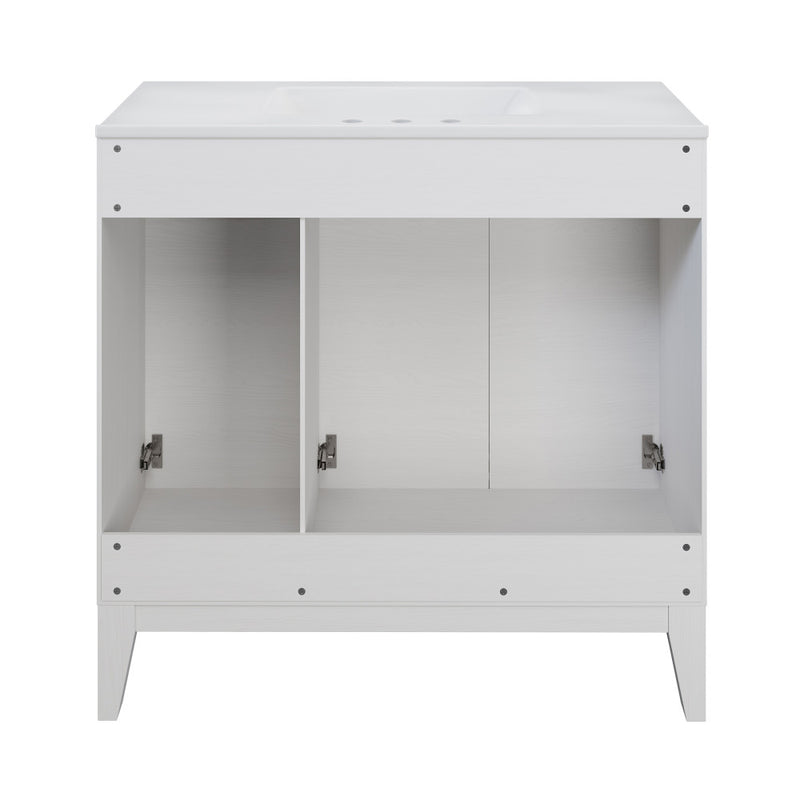 Cascade 36 in. White Oak Bathroom Vanity With White, 3-Hole Ceramic Sink Top