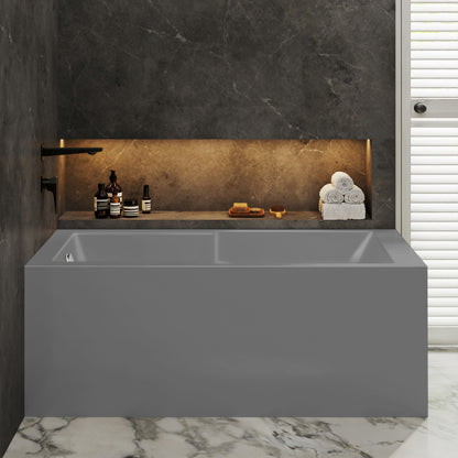 Voltaire 60 x 32 Left Drain Soaking Alcove Corner Apron Bathtub in Matte Gray