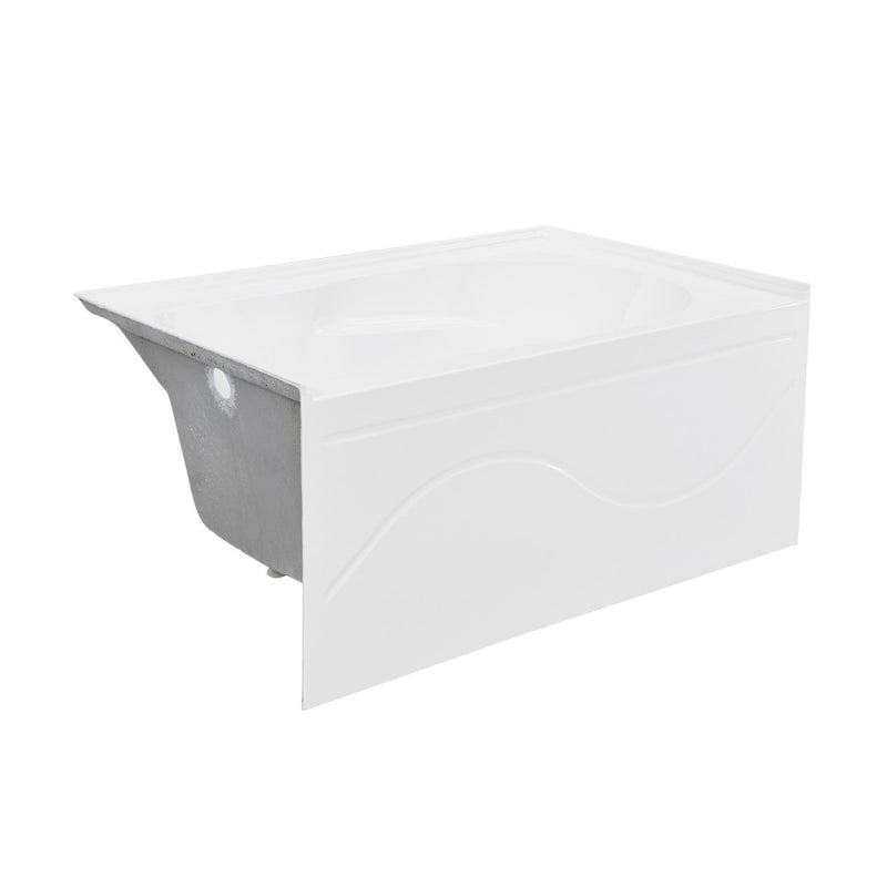 Ivy 54 x 30 Skirted Left Drain Soaking Alcove Bathtub in Glossy White with Integrated Armrest