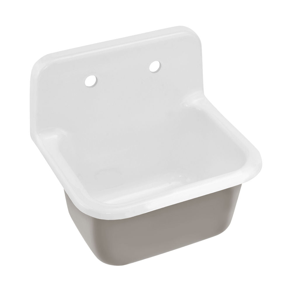 Loire 22" Cast Iron Rectangle Wall-Mounted Sink in Glossy Taupe