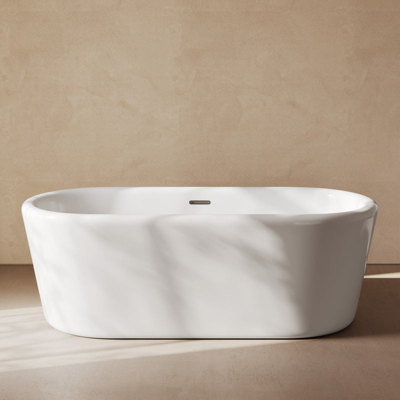 Nanterre 68" Soaking Freestanding Bathtub in Glossy White, Drain Included