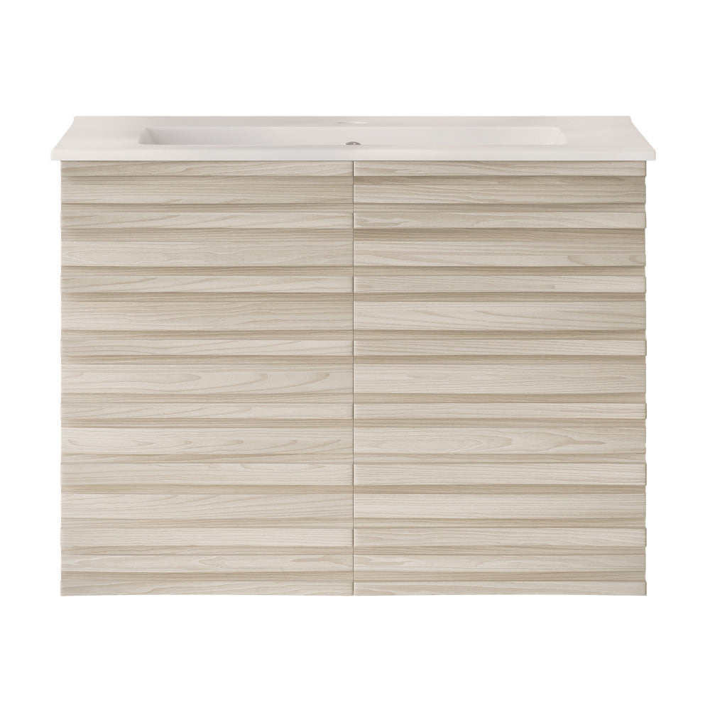 Cascade 30" Wall-Mounted Bathroom Vanity in White Oak with Sink Top