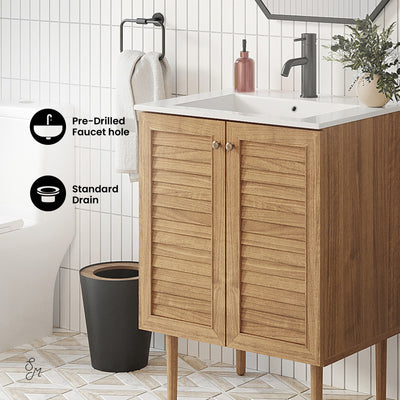 Bron 24" Freestanding Bathroom Vanity in Golden Oak with Sink Top