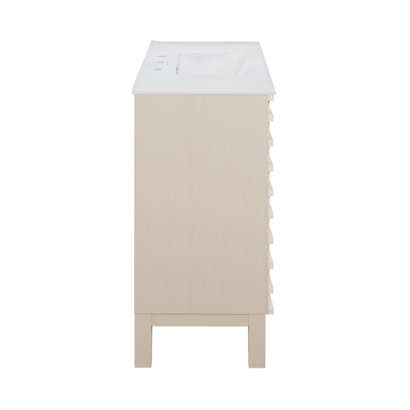 Cascade 36 in. White Oak Bathroom Vanity With White, 3-Hole Ceramic Sink Top