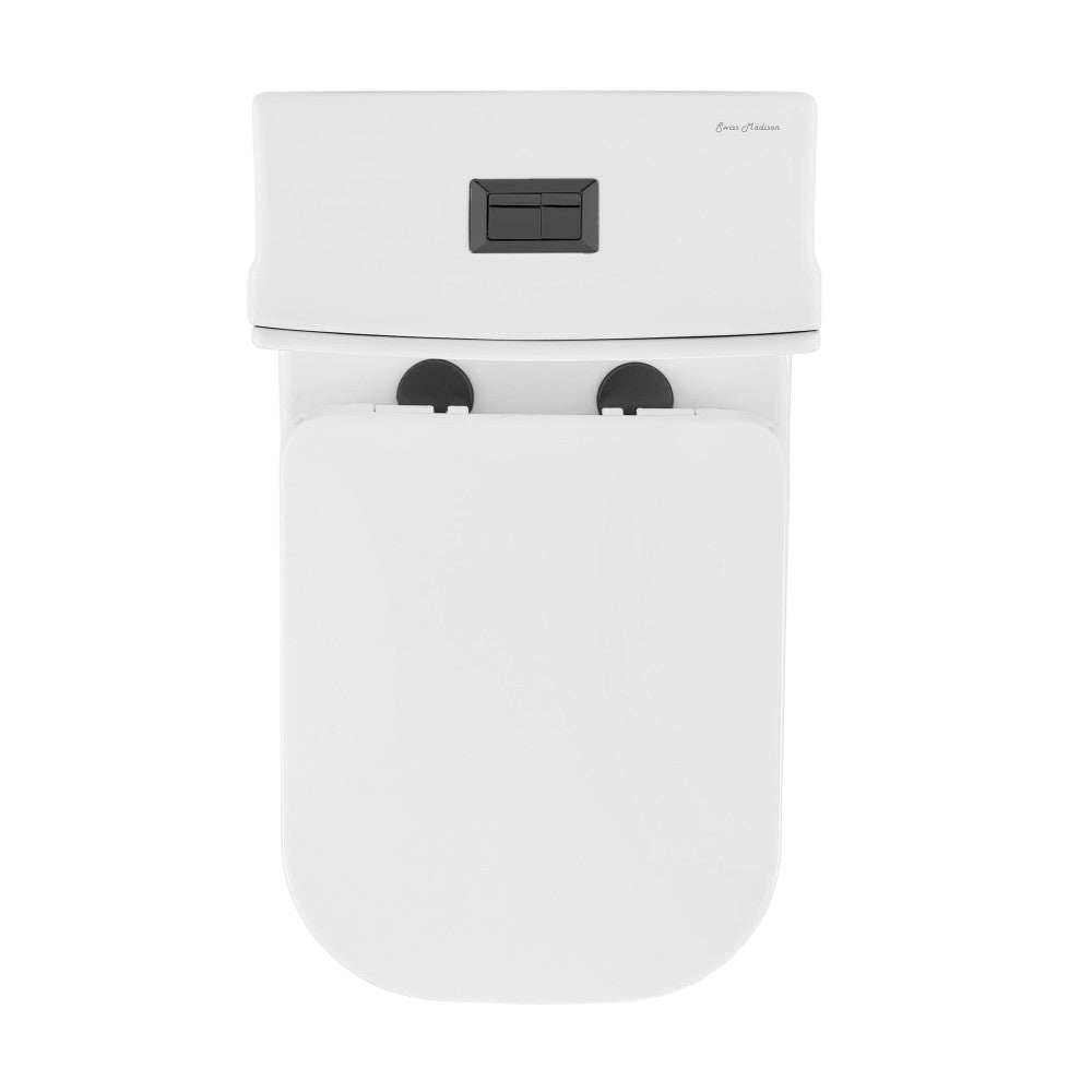 Concorde One Piece Square Toilet Dual Flush, Black Hardware 1.1/1.6 gpf