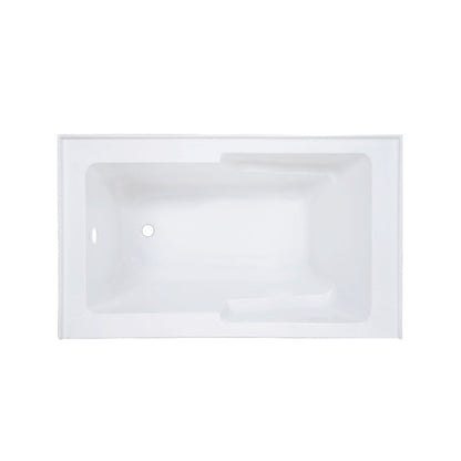 Voltaire 54 x 30 Skirted Left Drain Soaking Alcove Bathtub in Glossy White with Integrated Armrest
