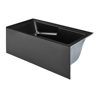 Voltaire 60 x 32 Skirted Right Drain Soaking Apron Bathtub in Matte Black with Integrated Overflow and Armrest, Drain Included