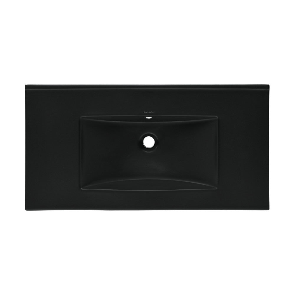 36" Zero Hole Vanity Sink Top in Matte Black