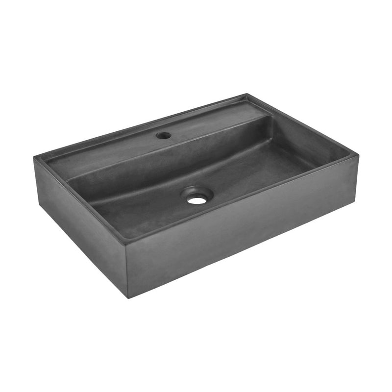 Lisse 23.5" Rectangle Concrete Vessel Bathroom Sink in Dark Grey
