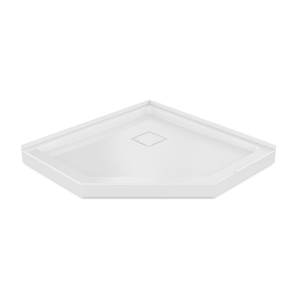 Marquette 38" x 38" Neo-Angle Double-Threshold Shower Pan Base with Center Drain in Glossy White