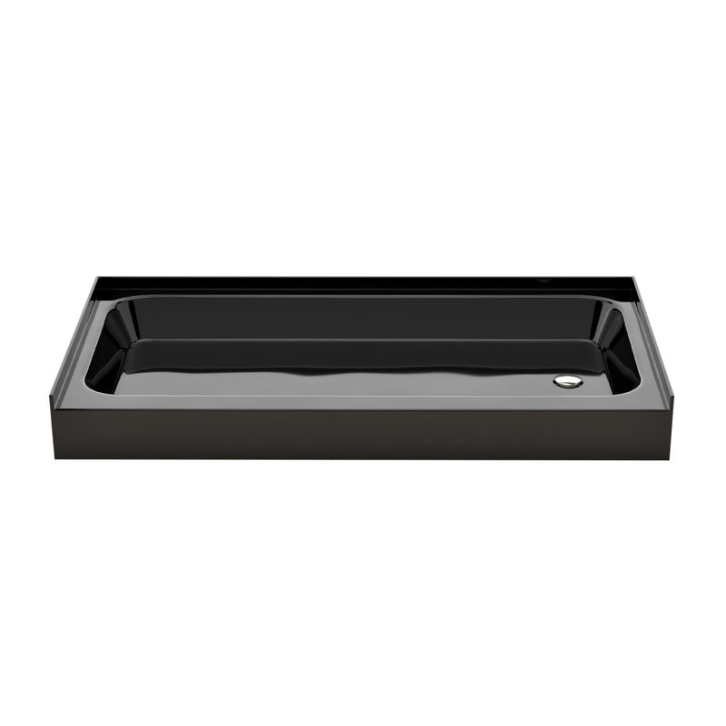 Voltaire 60 x 30 Shower Pan Base with Right Drain in Glossy Black