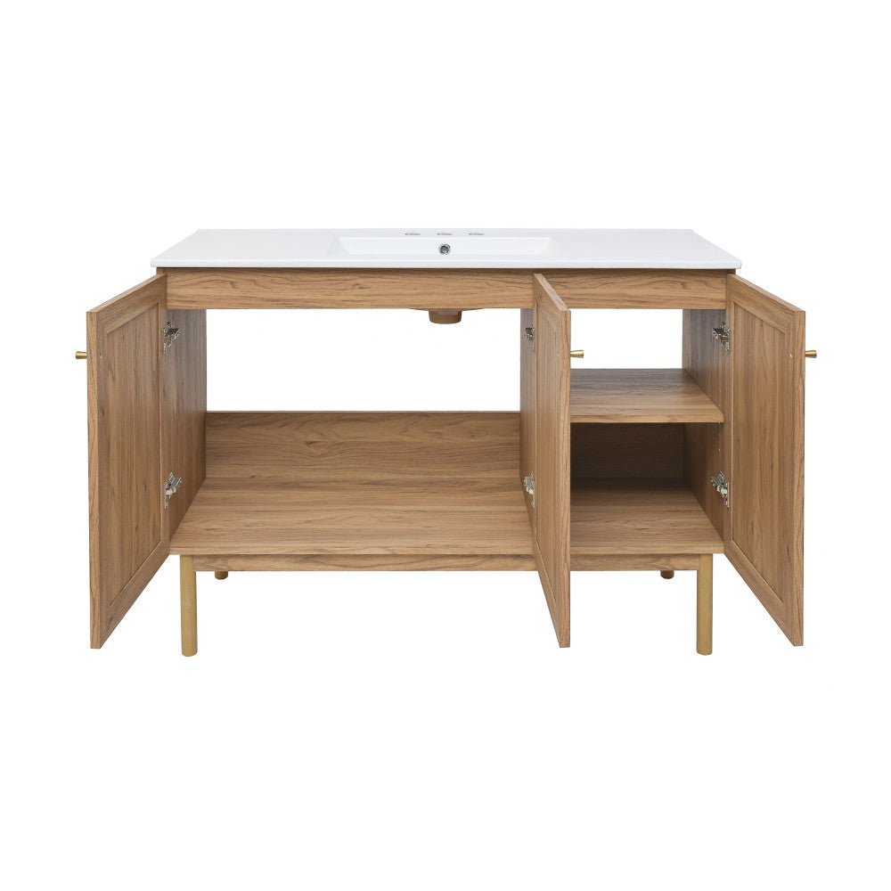 Classe 48" Freestanding Bathroom Vanity in Golden Oak with 3-Hole Widespread Sink Top