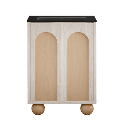 Plaisir II 24" Freestanding Bathroom Vanity in White Oak with Black Sink Top