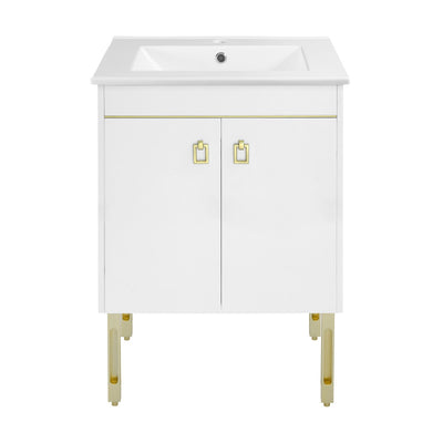 Lumiere 24" Freestanding Bathroom Vanity in White with Sink Top