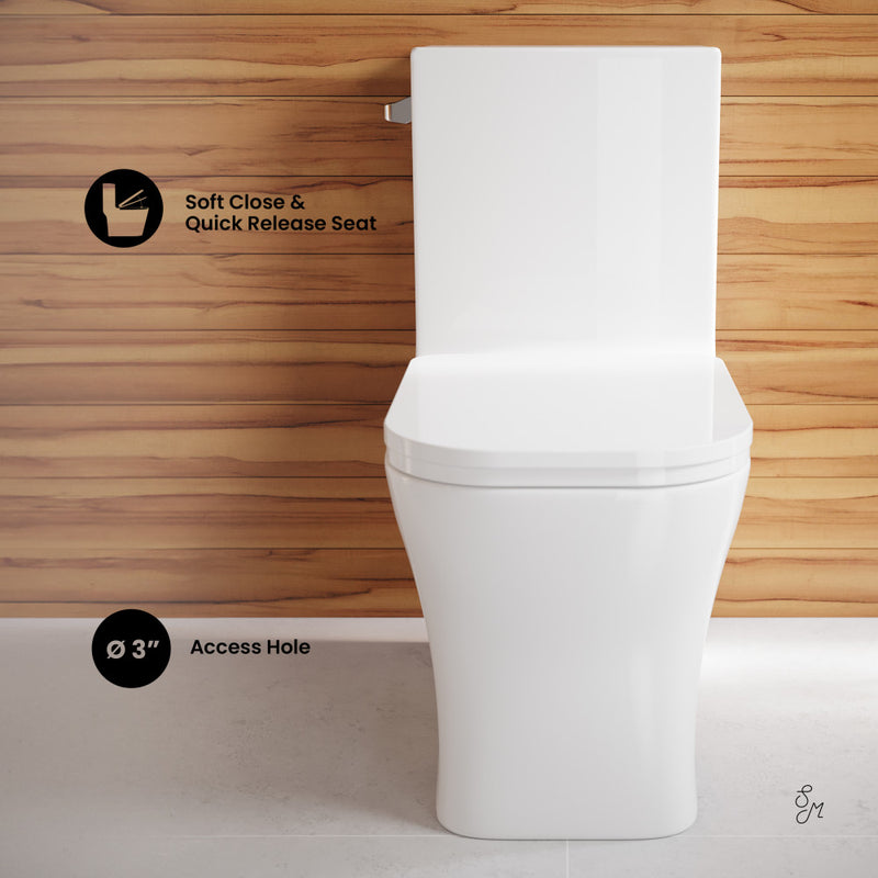 Concorde One-Piece 12" Rough-in 1.28 GPF Left-Hand Flush Square Toilet in Glossy White