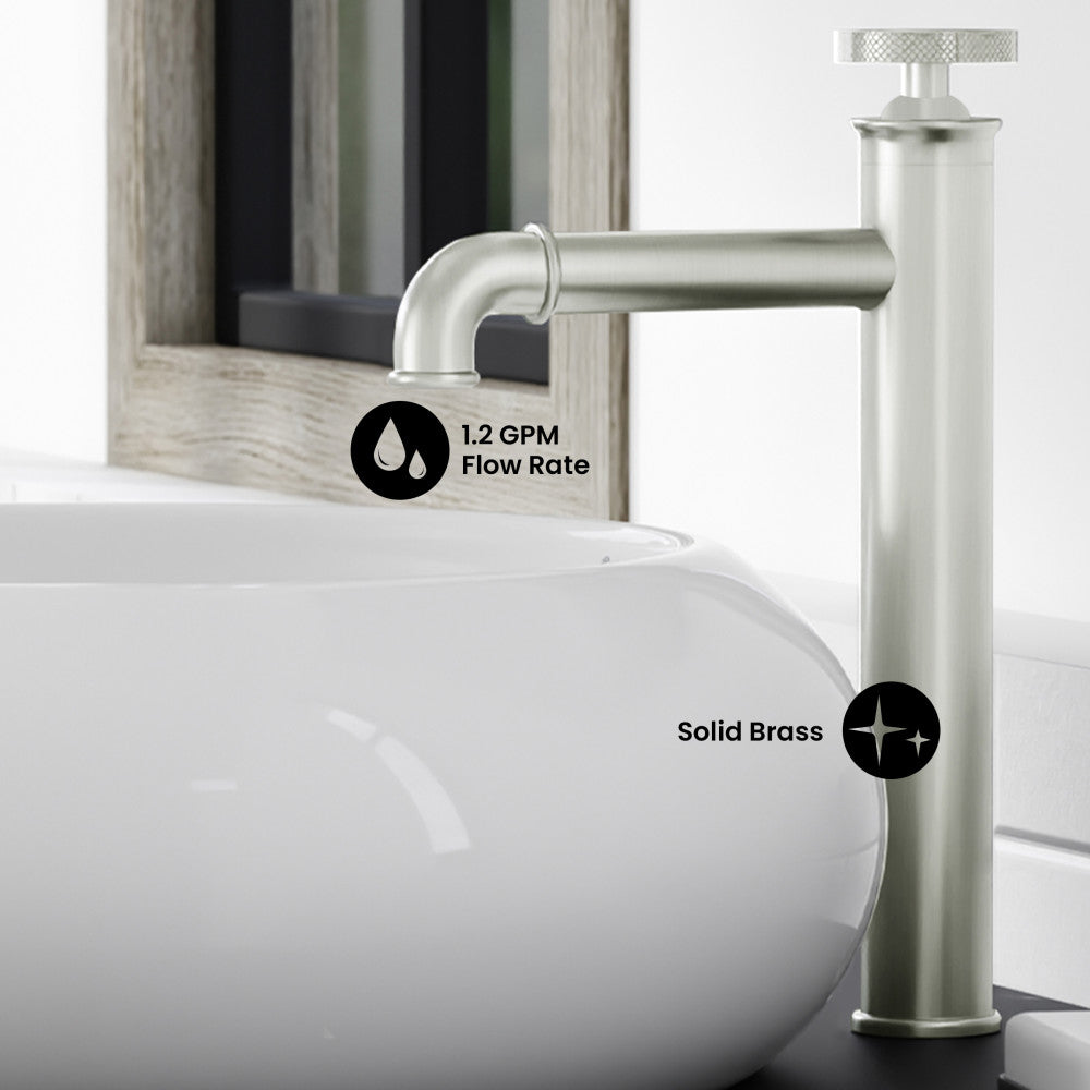 Avallon Single Hole, Single-Handle Wheel, High Arc Bathroom Faucet in Brushed Nickel