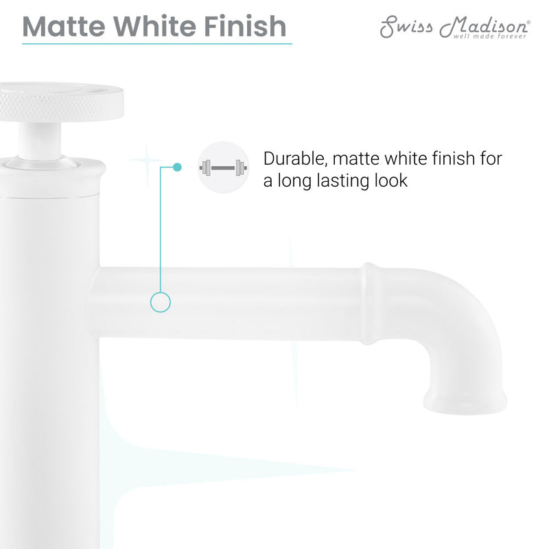 Avallon Single Hole, Single-Handle Wheel, Bathroom Faucet in Matte White