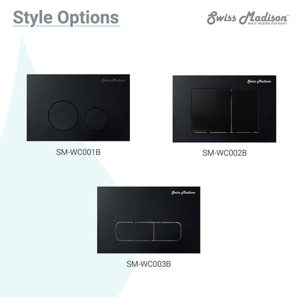 Carre Wall Mount Dual Flush Actuator Plate with Rectangle Push Buttons in Matte Black