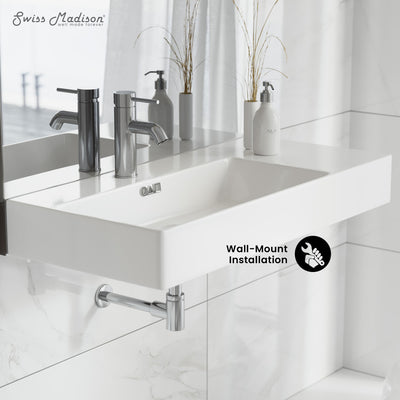 St. Tropez 36" Rectangle Wall-Mounted Sink with Left Side Faucet Mount