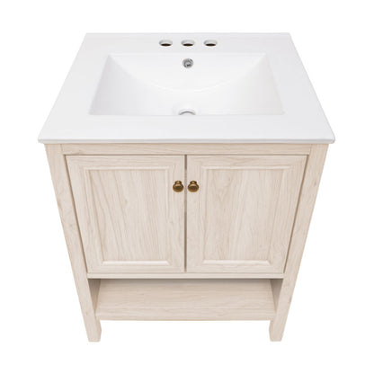 Chateau 24" Freestanding Bathroom Vanity in White Oak with 3-Hole Centerset Sink Top