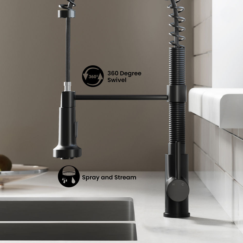 Nouvet Single Handle, Pull-Down Kitchen Faucet in Matte Black