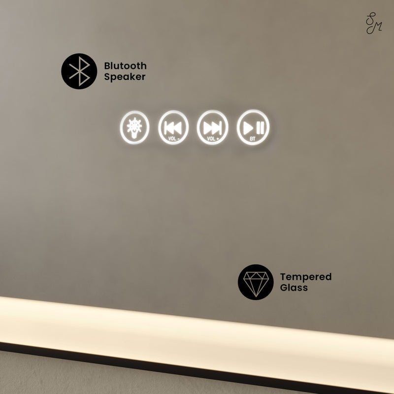 Carre 24" x 36" Rectangular LED Anti-Fog Smart Mirror with Bluetooth