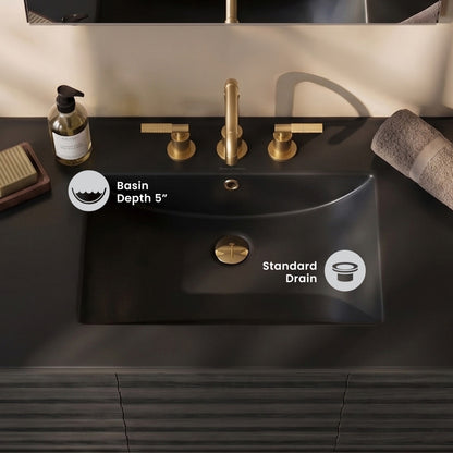 48" 3-Hole Widespread Vanity Sink Top in Matte Black