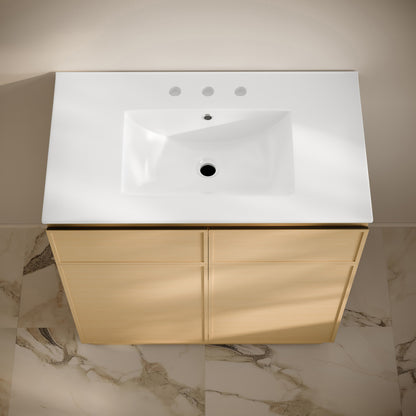 St. Tropez 36" Freestanding Bathroom Vanity in Natural Oak with 3-Hole Widespread Sink Top